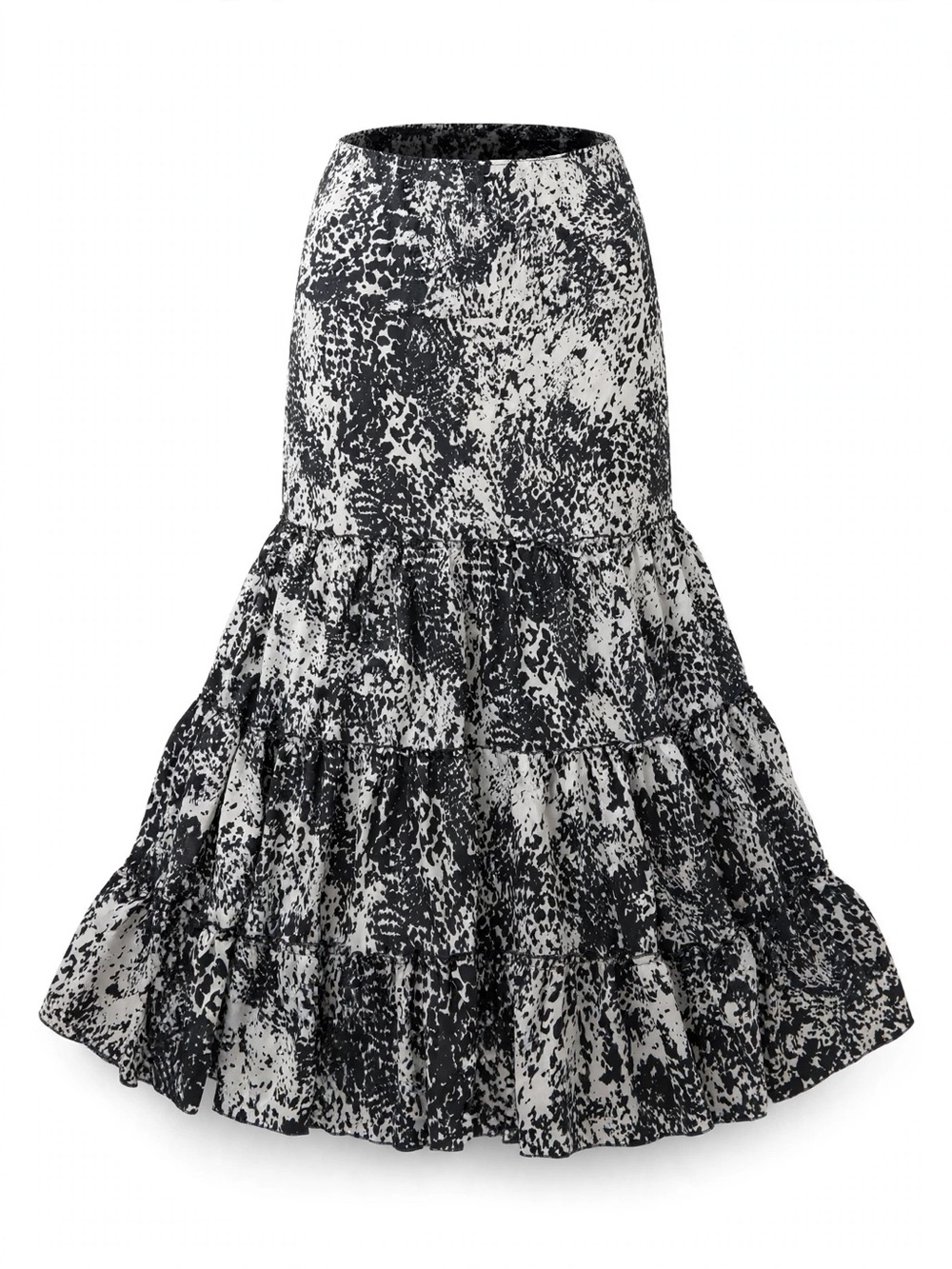 CAbi Black and White Tiered Maxi Skirt